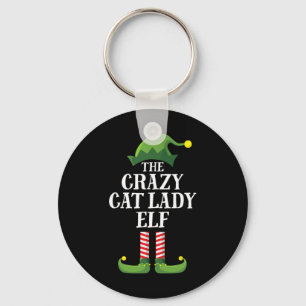 Crazy Cat Lady Elf Matching Family Kerstmis Sleutelhanger