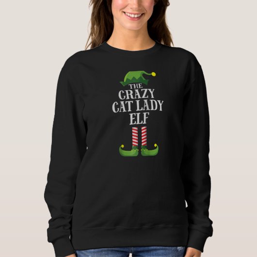 Crazy Cat Lady Elf Matching Family Kerstmis Trui (Voorkant)