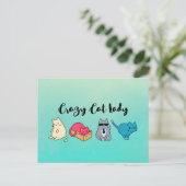 Crazy Cat Lady en 4 Cute Cats Briefkaart (Staand voorkant)