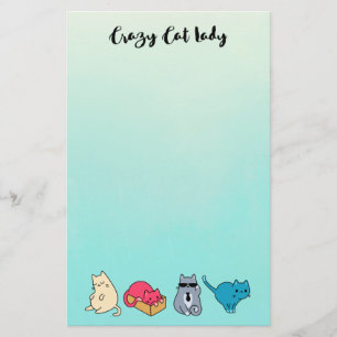 Crazy Cat Lady en 4 Cute Cats Briefpapier