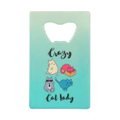 Crazy Cat Lady en 4 Cute Cats Creditkaart Flessenopener (Achterkant)