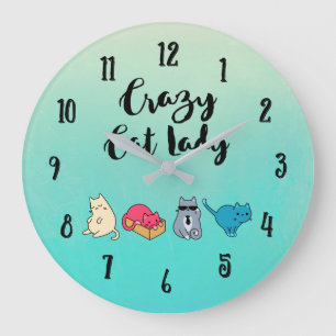 Crazy Cat Lady en 4 Cute Cats Grote Klok