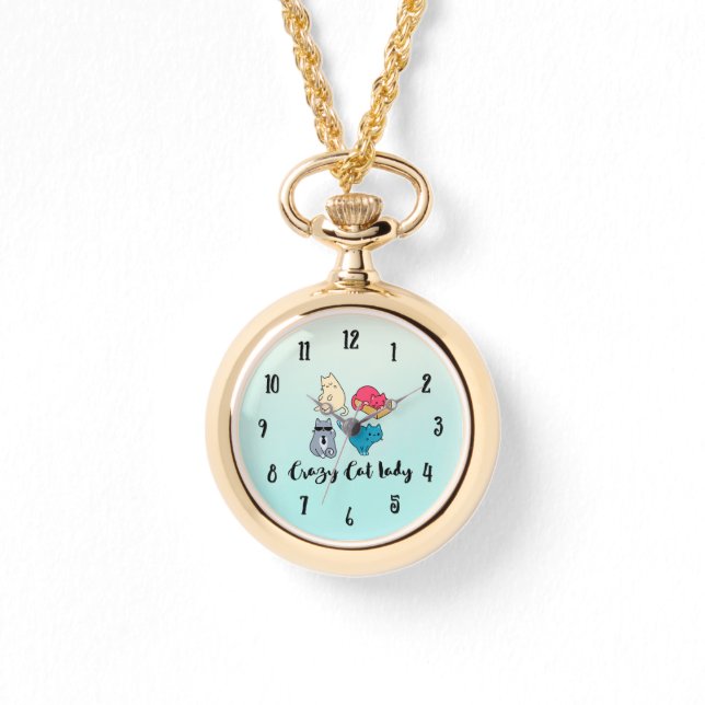 Crazy Cat Lady en 4 Cute Cats Horloge (Voorkant)