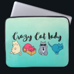 Crazy Cat Lady en 4 Cute Cats Laptop Sleeve<br><div class="desc">Een laptophoes met de woorden "Crazy Cat Lady" in een trendy lettertype. 4 schattige katten onder de tekst. Elke kat heeft een unieke persoonlijkheid. Een is een coole kat met zonnebrillen en een stropdas, een andere is een slapende kat, een staring kat, en een is een speelse kat in een...</div>