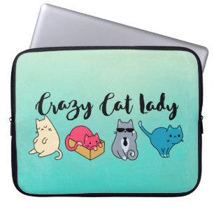 Crazy Cat Lady en 4 Cute Cats Laptop Sleeve