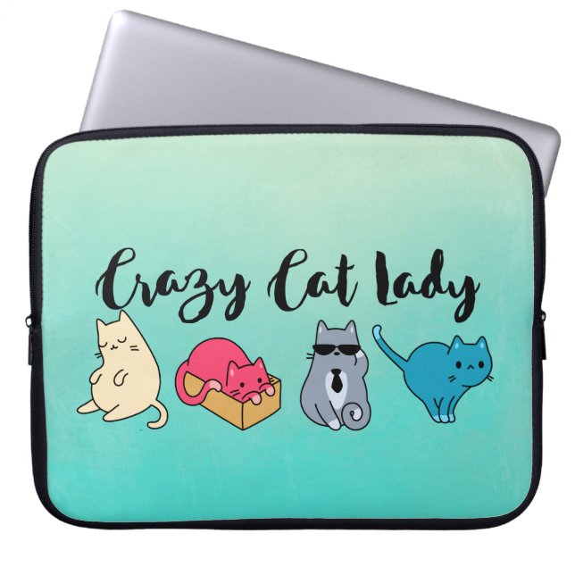 Crazy Cat Lady en 4 Cute Cats Laptop Sleeve (Voorkant)