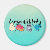 Crazy Cat Lady en 4 Cute Cats Magneet (Voorkant)