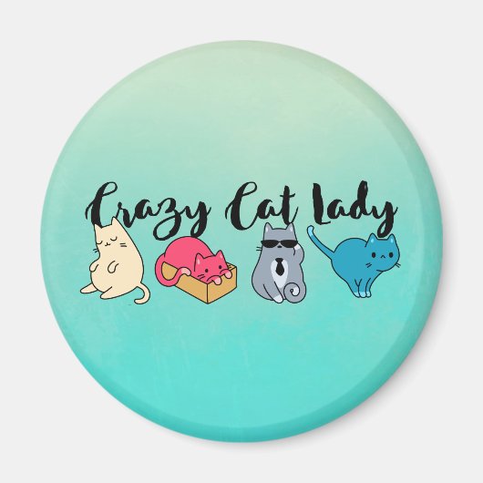 Crazy Cat Lady en 4 Cute Cats Magneet (Voorkant)