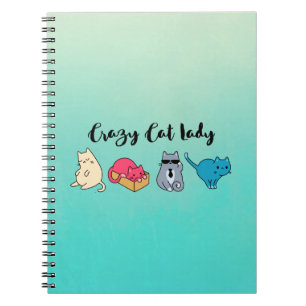 Crazy Cat Lady en 4 Cute Cats Notitieboek