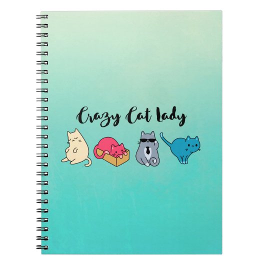 Crazy Cat Lady en 4 Cute Cats Notitieboek (Voorkant)