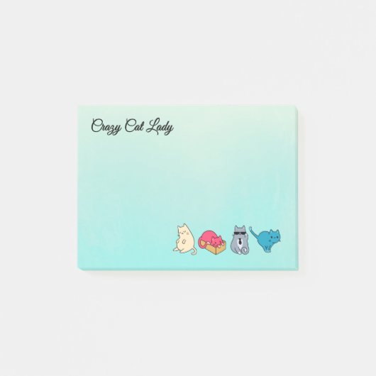 Crazy Cat Lady en 4 Cute Cats Post-it® Notes (Voorkant)