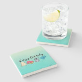 Crazy Cat Lady en 4 Cute Cats Stenen Onderzetter (Zijkant)