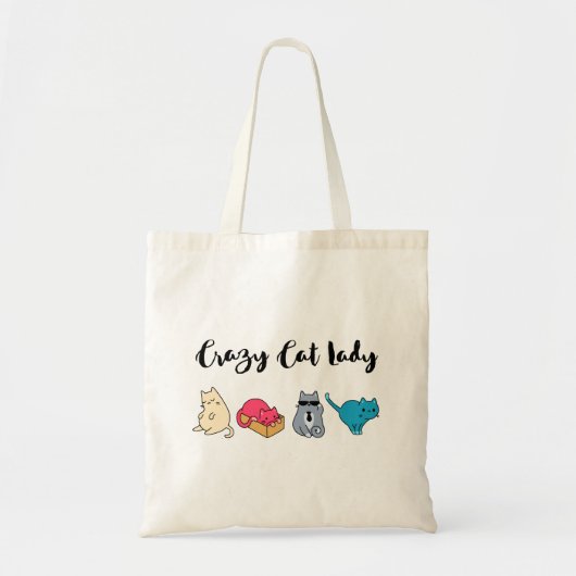 Crazy Cat Lady en 4 Cute Cats Tote Bag (Voorkant)
