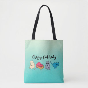Crazy Cat Lady en 4 Cute Cats Tote Bag