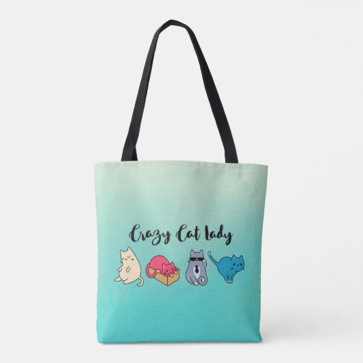 Crazy Cat Lady en 4 Cute Cats Tote Bag (Achterkant)