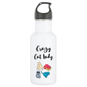 Crazy Cat Lady en 4 Cute Cats Waterfles