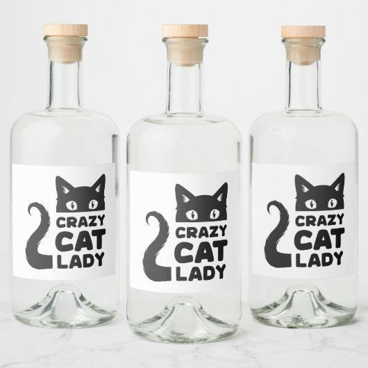 Crazy Cat Lady Eten & Drinken Labels Likeurfles Etiket (Flessen)
