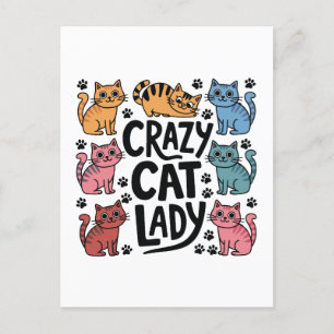 Crazy cat lady feestdagenkaart