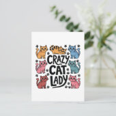 Crazy cat lady feestdagenkaart (Staand voorkant)