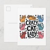 Crazy cat lady feestdagenkaart (Voorkant / Achterkant)