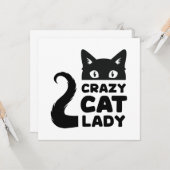 Crazy Cat Lady Flat Note Kaart / Wenskaart (Voorkant / Achterkant in situ)