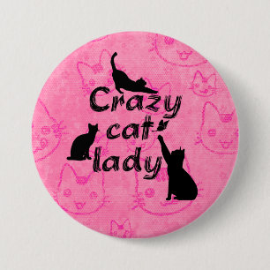 Crazy Cat Lady Fun Playful Cats Ronde Button 7,6 Cm