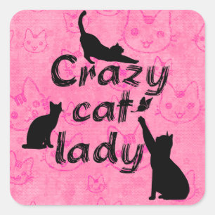 Crazy Cat Lady Fun Playful Cats Vierkante Sticker