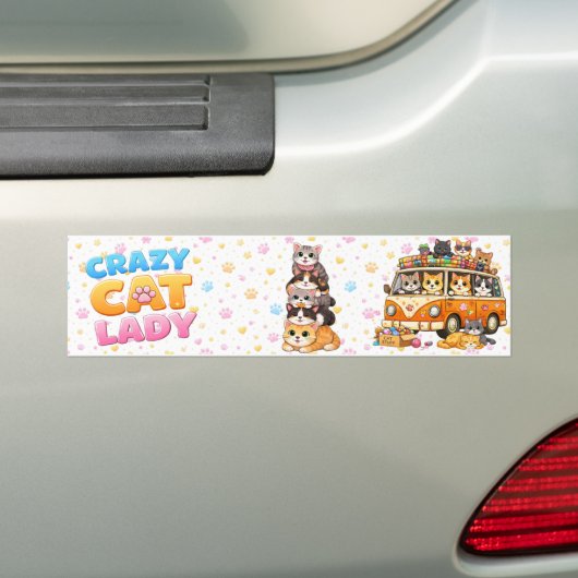 Crazy Cat Lady Funny Bumper Sticker  (Op auto)