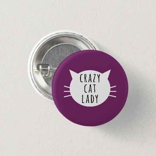 Crazy Cat Lady Funny Button (Voorkant /achterkant)