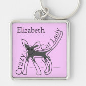 Crazy Cat Lady Funny Cat Persoonlijk design Sleutelhanger (Voorkant)