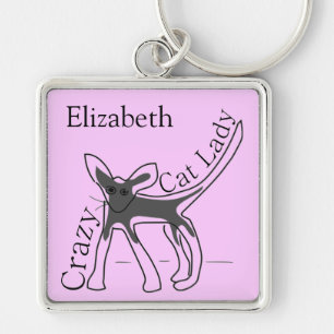 Crazy Cat Lady Funny Cat Persoonlijk design Sleutelhanger