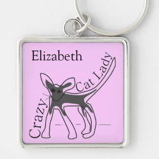 Crazy Cat Lady Funny Cat Persoonlijk design Sleutelhanger