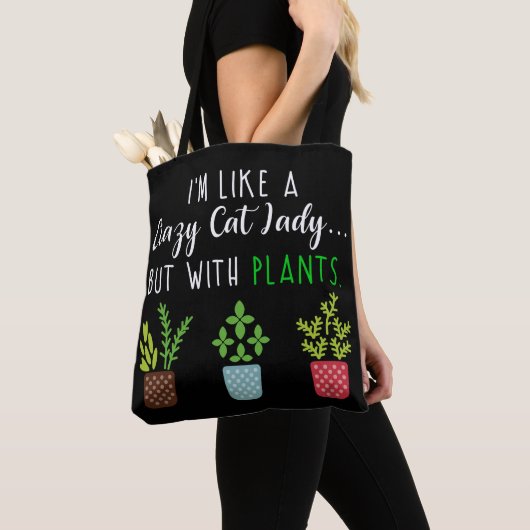 Crazy Cat Lady Funny Gardening Tote Bag (Dichtbij)