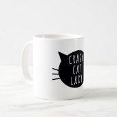 Crazy Cat Lady Funny Humor Typografie Koffiemok (Voorkant links)