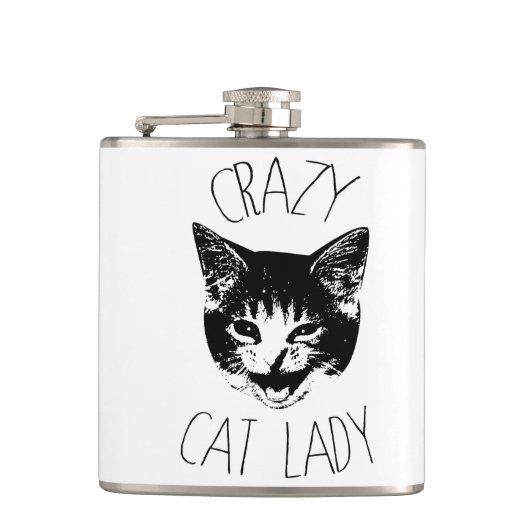 Crazy Cat Lady, Funny Kitten Face Heupfles (Voorkant)