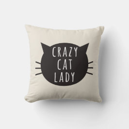 Crazy Cat Lady Funny Pillow Ivory Kussen