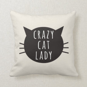 Crazy Cat Lady Funny Pillow Ivory Kussen