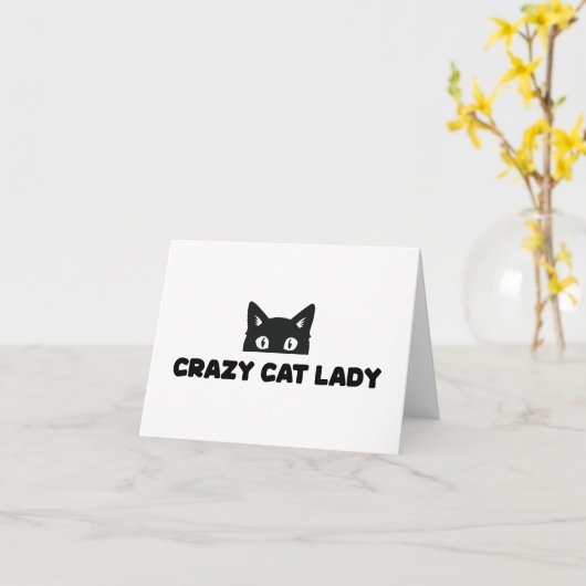 Crazy Cat Lady Gevouwen Note Kaart / Wenskaart (Gele Bloem)