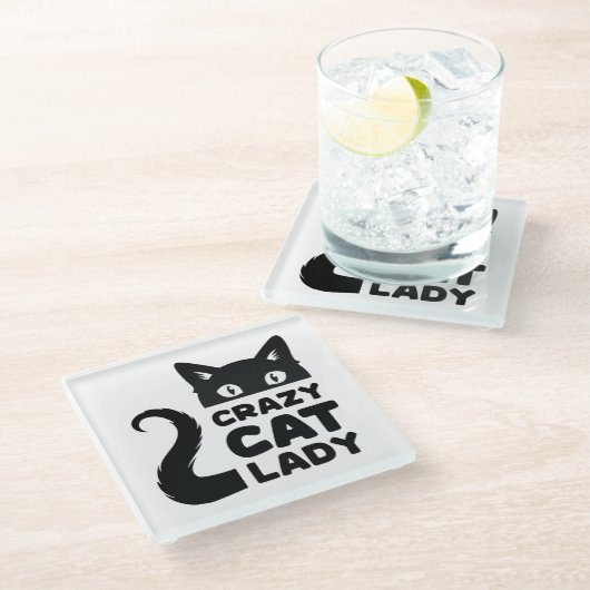 Crazy Cat Lady Glas Onderzetters (Schuin)