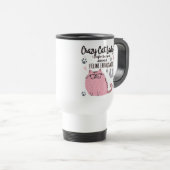Crazy Cat Lady? Grappig cadeau voor kattenliefhebb Reisbeker (Voorkant rechts)