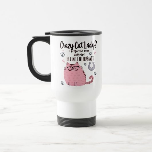 Crazy Cat Lady? Grappig cadeau voor kattenliefhebb Reisbeker (Links)
