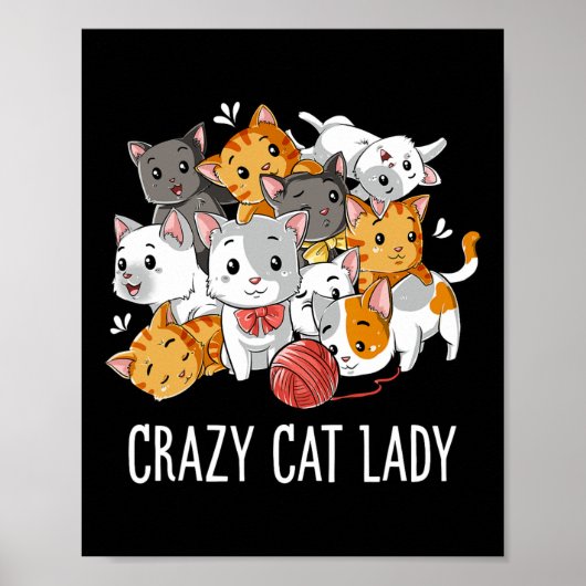 Crazy Cat Lady Grappige Meisjes Vrouwen Kitten Die Poster (Voorkant)