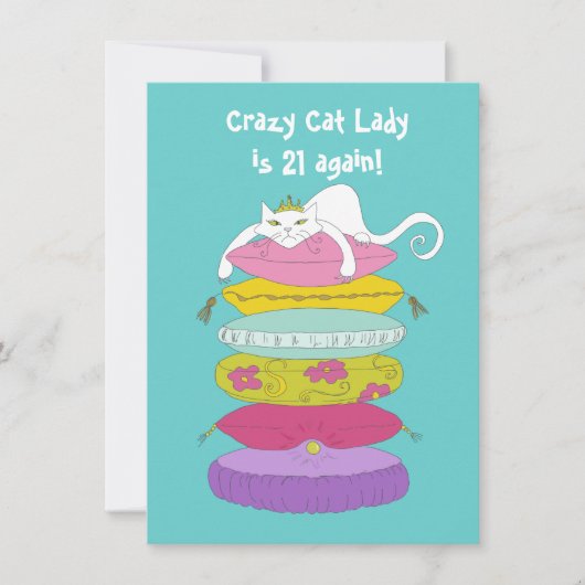 Crazy cat lady grappige verjaardagsfeest Invites Kaart (Voorkant)