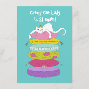 Crazy cat lady grappige verjaardagsfeest Invites Kaart