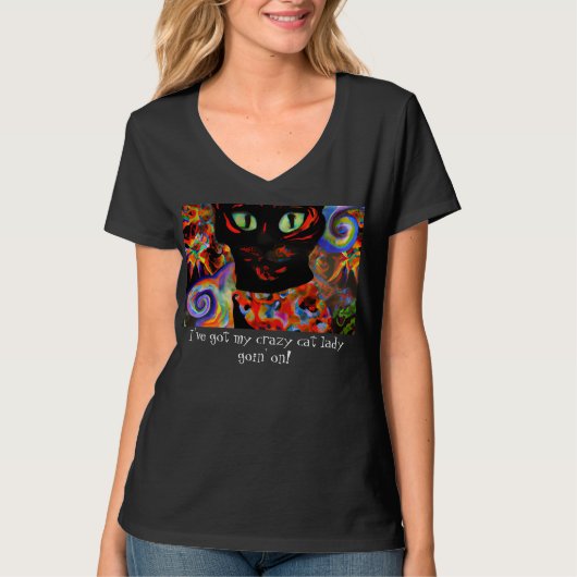 Crazy Cat Lady Halloween Graphic T-shirt (Voorkant)