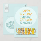 Crazy Cat Lady Happy Birthday Briefkaart (Voorkant / Achterkant)
