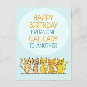 Crazy Cat Lady Happy Birthday Briefkaart