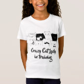 Crazy Cat Lady in Training/B/w Cat doodle T-shirt (Voorkant)