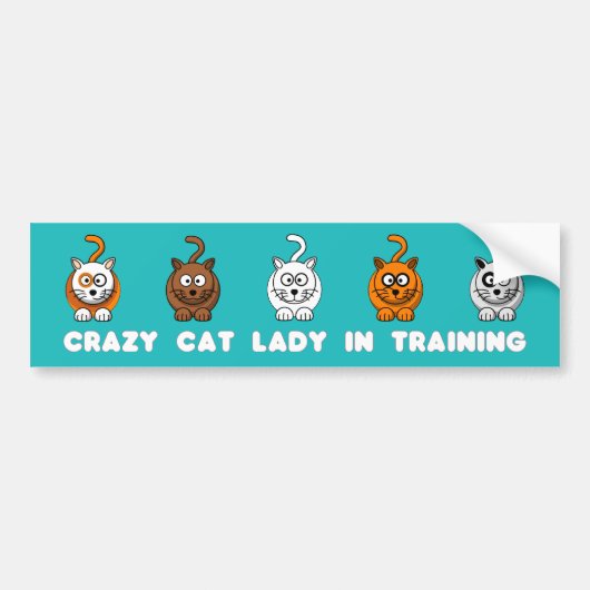 Crazy Cat Lady in Training Bumpersticker (Voorkant)