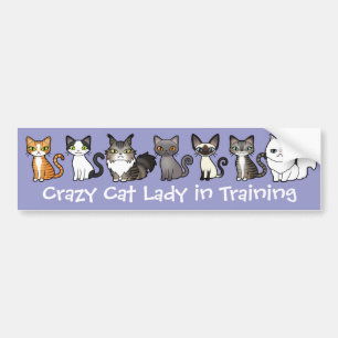 Crazy Cat Lady in Training (ontwerp je eigen kat) Bumpersticker